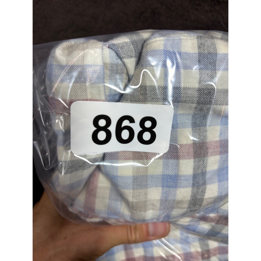 Peter Millar Mens Large Blue Red Plaid Long Sleeve 100% Cotton Button Down Shirt - Picture 8 of 8